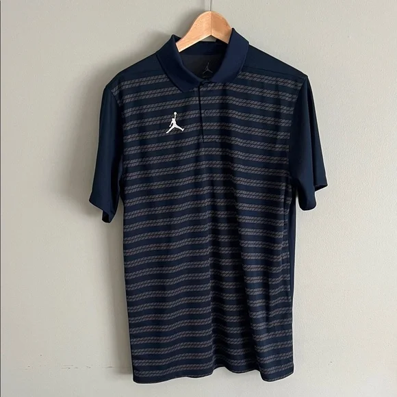 Jordan Men's Dark Blue Patterned Polo Shirt like new medium - Picture 2 of 6